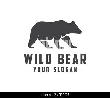 Bear silhouette, icon, modern symbol for graphic and web logo design. Grizzly bear or polar bear silhouette flat for animal wildlife. Stock Vector