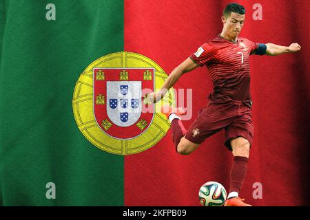 Cristiano Ronaldo and flag of Portugal Stock Photo - Alamy