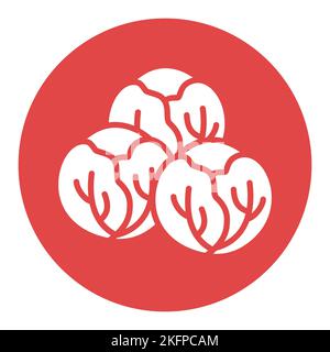 Brussels sprouts isolated design vector glyph icon. Vegetable sign. Graph symbol for food and drinks web site, apps design, mobile apps and print medi Stock Vector