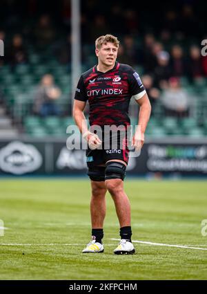 LONDON, UNITED KINGDOM. 19th, Nov 2022. Olli Stonhanm of Saracens looks on during Premiership Rugby Match Round 4 between Saracens vs Leicester Tigers at StoneX Stadium on Saturday, 19 November 2022. LONDON ENGLAND.  Credit: Taka G Wu/Alamy Live News Stock Photo