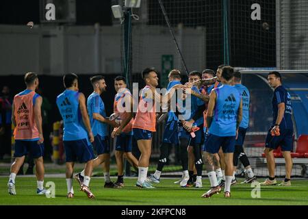 DOHA, QATAR - NOVEMBER 19: Players of Argentina during the Argentina Training Session at Qatar University on November 19, 2022 in Doha, Qatar. (Photo by Pablo Morano/BSR Agency) Stock Photo