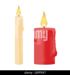 Fire flame candles isolated on white background, vector illustration Stock Vector
