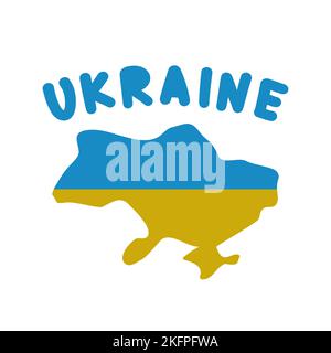 Concept logo with a map of Ukraine in flat style for printing and design.Vector illustration. Stock Vector
