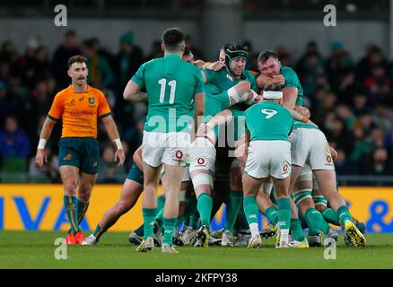 19th November 2022; Aviva Stadium, Dublin, Ireland: Autumn Series International Rugby Ireland versus Australia; The Irish ruck pushes forward Stock Photo