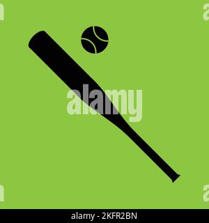 Baseball Bat and Ball icon isolated on Yellow Background. Sport Concept. Vector illustration Stock Vector