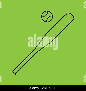 Baseball Bat and Ball icon isolated on Yellow Background. Sport Concept. Vector illustration Stock Vector