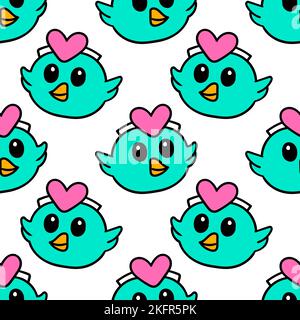 A seamless pattern design of cute cartoon birds in love Stock Vector