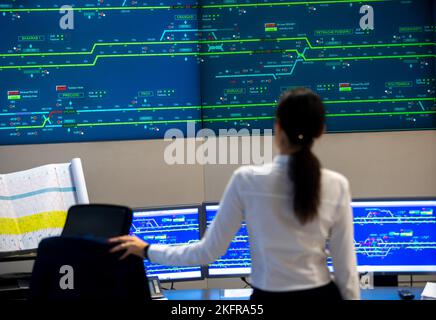 Bucharest, Romania - November 18, 2022: The Bucharest Metro Dispatch Center is opened to the public on the occasion of the 43rd anniversary of the Buc Stock Photo