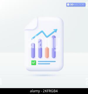 Document and column graph icon symbols. Project task management, financial success, business concept. 3D vector isolated illustration design. Cartoon Stock Vector
