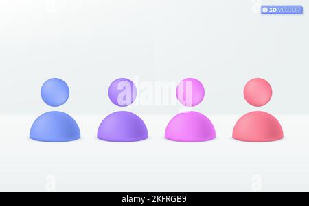 Multicolor human personal icon symbol. staff figure, people social network profile badge, cyberspace user staff abstract avatar concept. 3D vector iso Stock Vector