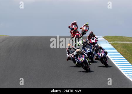 Phillip Island, Australia, 20 November, 2022. Andrea Locatelli of Italy  on the PATA Yamaha WorldSBK Team Yamaha during Superpole at The 2022 FIM World Superbike Championship at The Phillip Island Circuit on November 20, 2022 in Phillip Island, Australia. Stock Photo