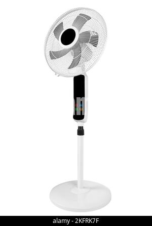 Modern electric floor fan isolated on white background. Electric floor fan isolated. Stock Photo