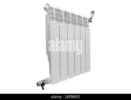 Heater battery isolated on black background. Radiator. Home water heater convector isolated. Heating convector. Stock Photo