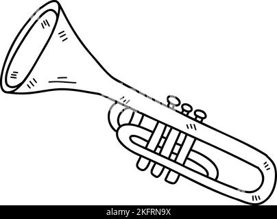 Hand Drawn trumpet illustration isolated on background Stock Vector