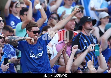 Everton fans celebrates during the Sydney Super Cup match Celtic vs