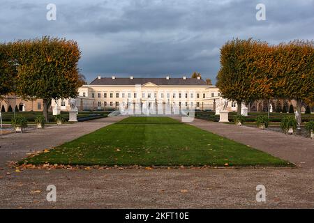 View of Herrenhausen Palace, Great Garden, Herrenhausen Gardens, sunny autumn weather, Hanover, Lower Saxony Stock Photo