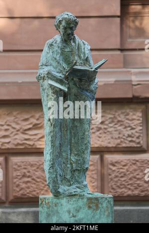 Sculpture and monument to theologian and scholar Rabanus, Rhabanus, Maurus 780-856, 117er Ehrenhof, Neustadt, Mainz, Rhine-Hesse region, Rhineland-Pal Stock Photo