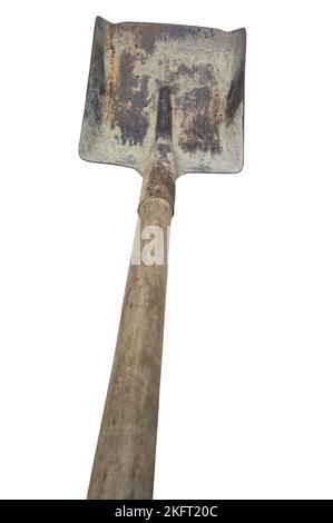 rusty square point shovel. isolated on white background Stock Photo