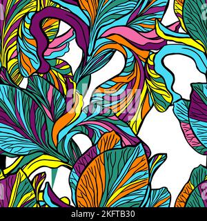 Seamless pattern multicolored irises. Vector illustration Stock Vector