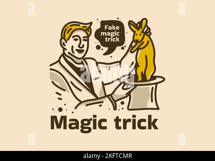 Vintage art illustration of magician and rabbit Stock Vector Image ...