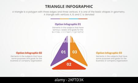 infographic triangle concept for slide presentation with 3 point list ...