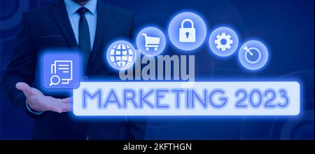 Conceptual display Marketing 2023. Word for Commercial trends for 2023 New Year promotional event Stock Photo