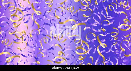 Seamless pattern of falling colored tinsel ribbon. Design for Birthday Celebration, New Year, Christmas decorations, wedding theme, greeting card, ban Stock Vector