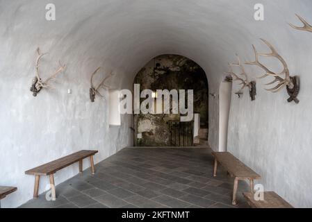 PREDJAMA, SLOVENIA - October 02, 2022 - Famous medieval cave castle in Predjama, Slovenia Stock Photo