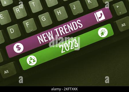 Conceptual display New Trends 2023. Word for general direction in which something is developing Stock Photo