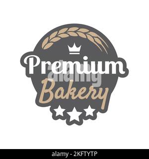 Bakery logo with wheat for restaurant. Vector food branding identity with wheat. Stock Vector