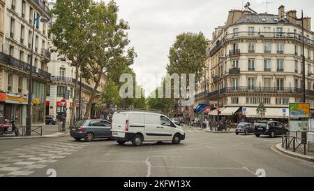 PARIS, FRANCE - AUGUST 09, 2015: street level view of Paris in the daytime Stock Photo