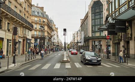 PARIS, FRANCE - AUGUST 09, 2015: street level view of Paris in the daytime Stock Photo