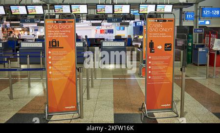 PRAGUE, CZECH REPUBLIC - AUGUST 18, 2015: check-in area in Prague International Airport. Stock Photo
