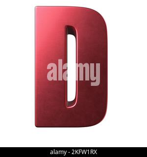 The 3D rendered red metallic D letter isolated on the white background Stock Photo