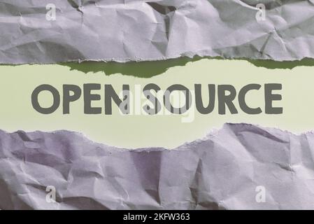 Text sign showing Open Source. Internet Concept denoting software which original source code freely available Stock Photo
