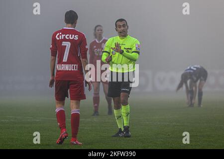 referee Mehdi Sayoud pictured during a female soccer game between Standard Femina de Liege and Zulte-Waregem on the 11 th matchday of the 2022 - 2023 season of Belgian Lotto Womens Super League , Saturday 19 th of November 2022  in Liege, Belgium . PHOTO SPORTPIX | STIJN AUDOOREN Stock Photo