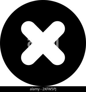 Error icon in black and white, button with error sign, button with close sign Stock Vector