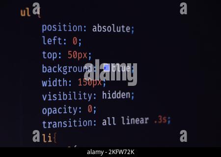 Software development by programmer. Abstract computer script code. Programming code screen of software developer Stock Photo