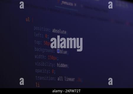 Programming code abstract screen of software developer. Computer script. Stock Photo
