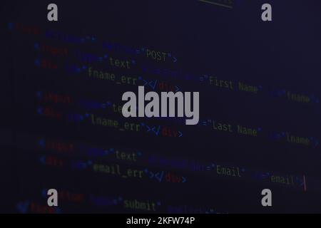 Program code on a monitor Stock Photo