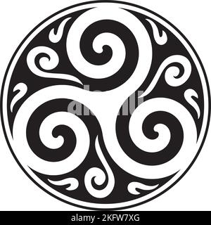 Celtic Knot and Triskelion Circle - Celtic Symbol -  Trinity - Sacred Geometry - Energy Stock Vector