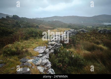 A view of the historic Caherdaniel stone fort in County Kerry, Republic of Ireland. Stock Photo