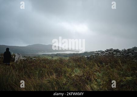 A view of the historic Caherdaniel stone fort in County Kerry, Republic of Ireland. Stock Photo