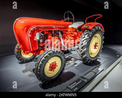 Stuttgart-Zuffenhausen - 12 November 2022 - Porsche Museum, Porsche Diesel Schlepper 218 Stock Photo