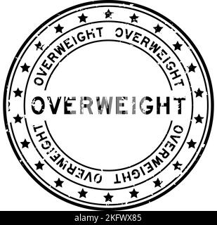 Grunge black overweight word with star icon round rubber seal stamp on white background Stock Vector