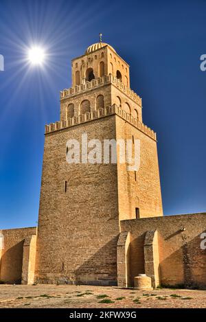 Ancient Great Mosque in Kairouan in Sahara Desert, Tunisia, Africa, HDR Stock Photo