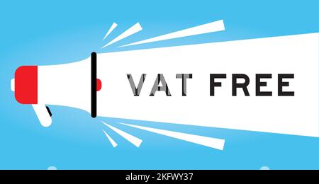 Color megaphone icon with word in white banner on blue background Stock Vector