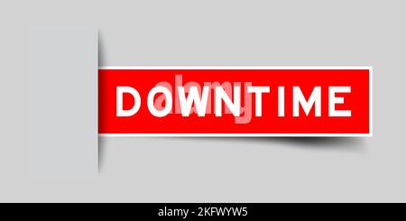 Inserted red color label sticker with word downtime on gray background Stock Vector