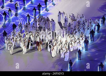 Al Khor, Qatar. 20th Nov, 2022. Artists performs during the opening ceremony of the 2022 Qatar FIFA World Cup at Al Bayt Stadium in Al Khor, Qatar, Nov. 20, 2022. Credit: Wang Dongzhen/Xinhua/Alamy Live News Stock Photo