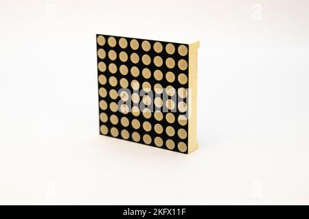 Front view of a dot matrix LED module. This port is used by the electronics hobbyist for DIY materials. Stock Photo